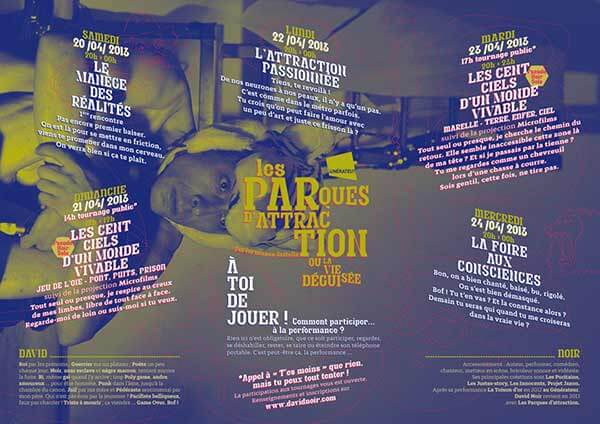 "Les Parques d'attraction" de David Noir au Générateur | Musique improvisée : Christophe Imbs | Graphisme © Philippe Savoir, Photo © Karine Lhémon