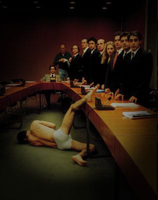 Les Puritains | Affiche | Photo © Karine Lhémon | Graphisme © Philippe Savoir | De gauche à droite: Jean-Hugues Laleu, Jérôme Coulomb, Stéphane Desvignes, Pierre Viguié, Philippe Savoir, Miguel-Ange Sarmiento, Sonia Codhant, Jean-François Rey, Jacques Meystre, David Noir. Au sol: Jean-Pierre Dufranc